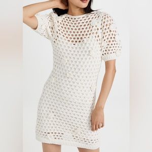 BRAND NEW: Something Navy Crochet Mini Dress with Floral Applique